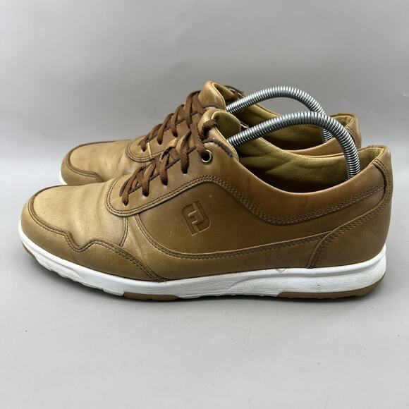 FootJoy Spikeless Golf Sneakers‎ Men Size 10.5 M Brown Leather Casual Low Shoes